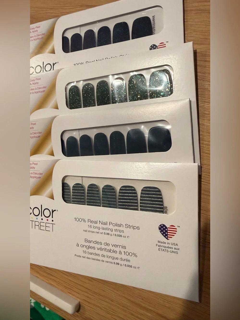 4 Packages Color St. nail wraps greens